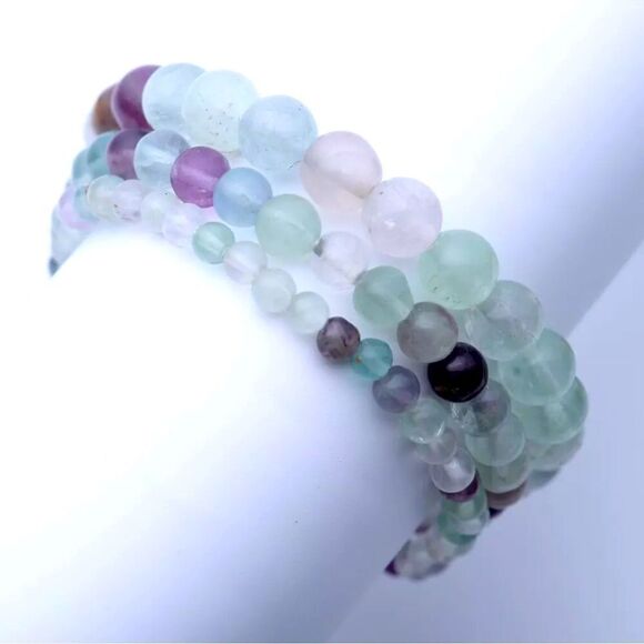 Handmade NEW rainbow fluorite stretch bracelet 8mm beads crystal energy selflove - Picture 1 of 4